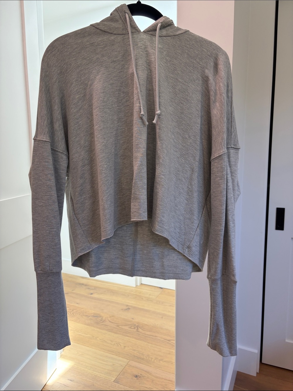 Nike Women's Light Gray Cropped Hooded Sweatshirt
